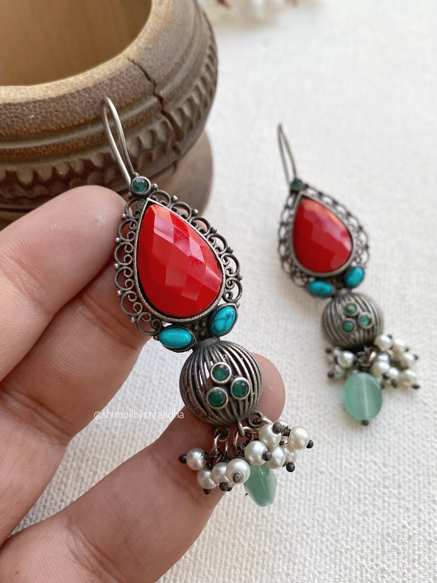 UJHALA STONE HOOK EARRINGS