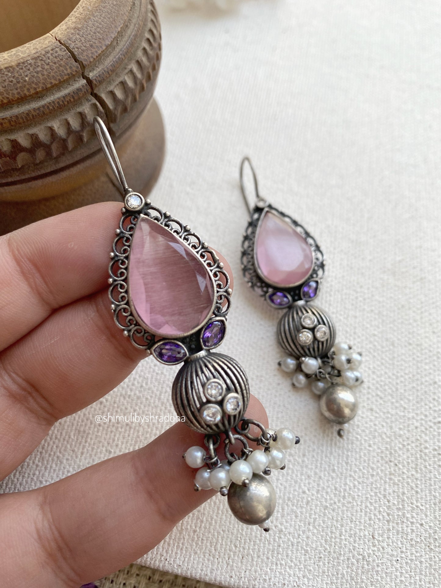 UJHALA STONE HOOK EARRINGS