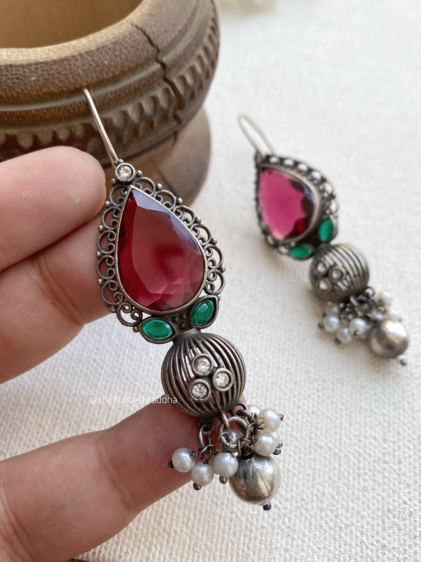 UJHALA STONE HOOK EARRINGS