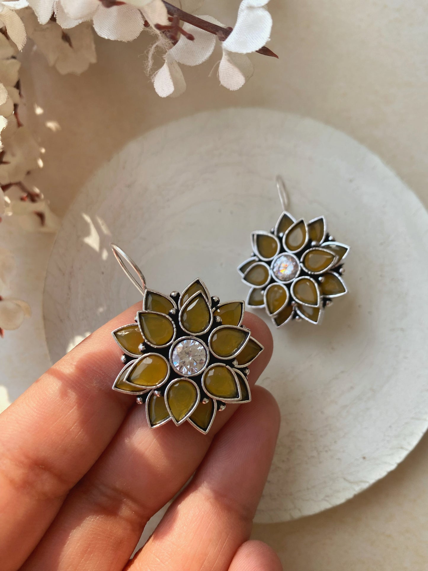 Flower hook earrings