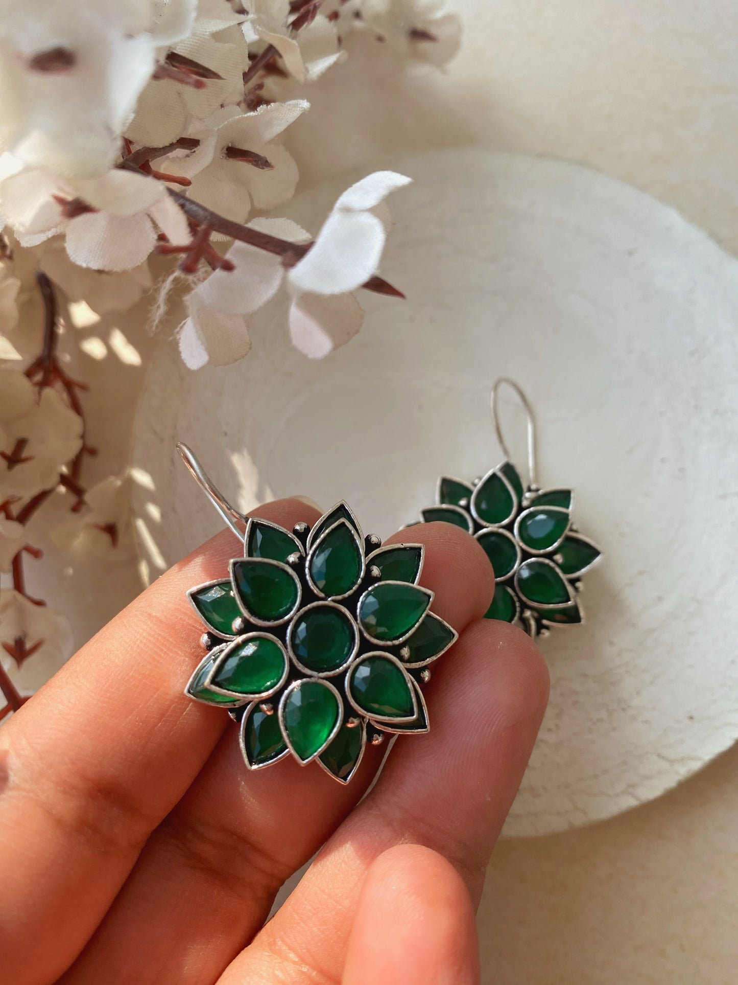 Flower hook earrings