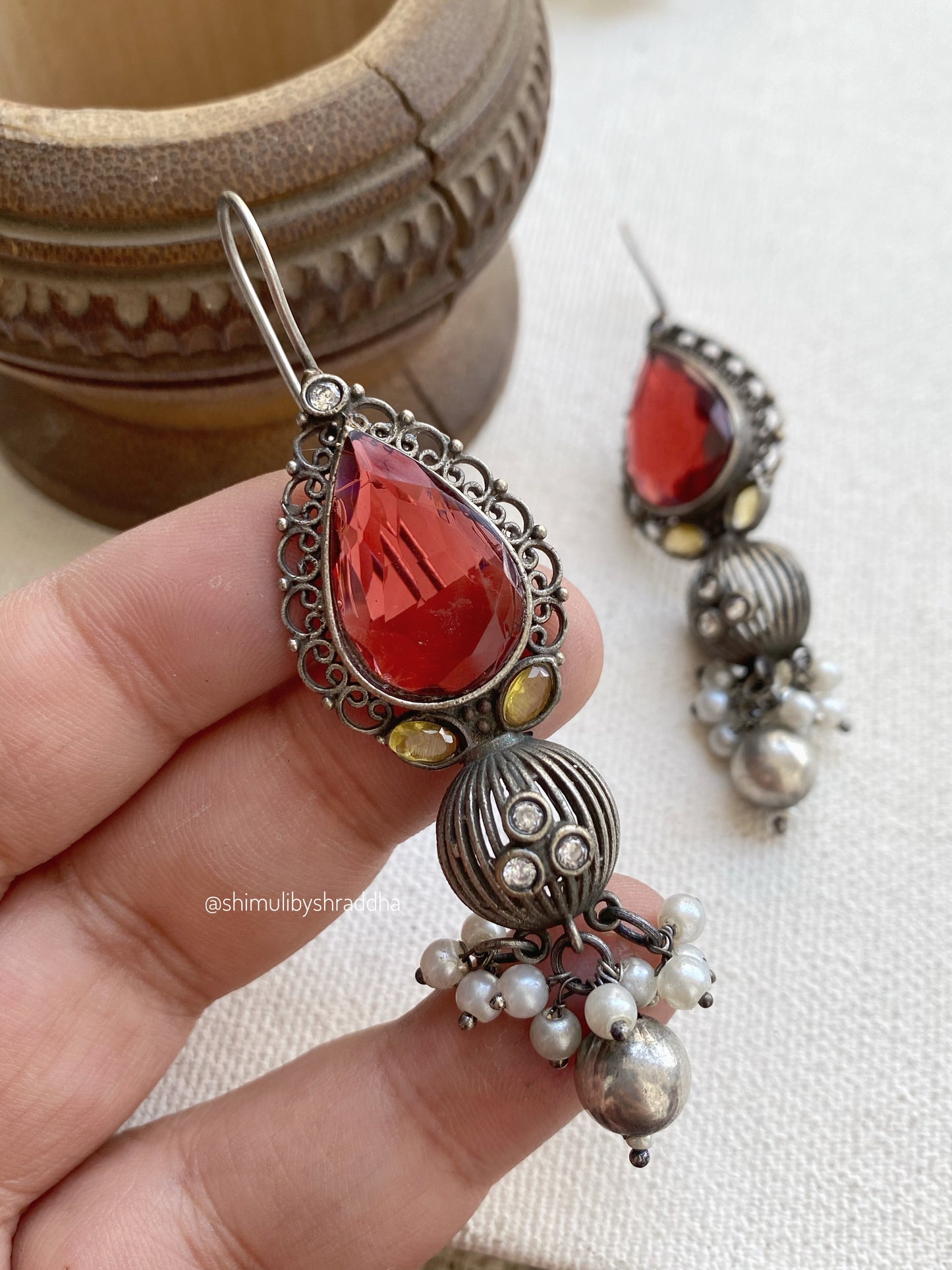 UJHALA STONE HOOK EARRINGS