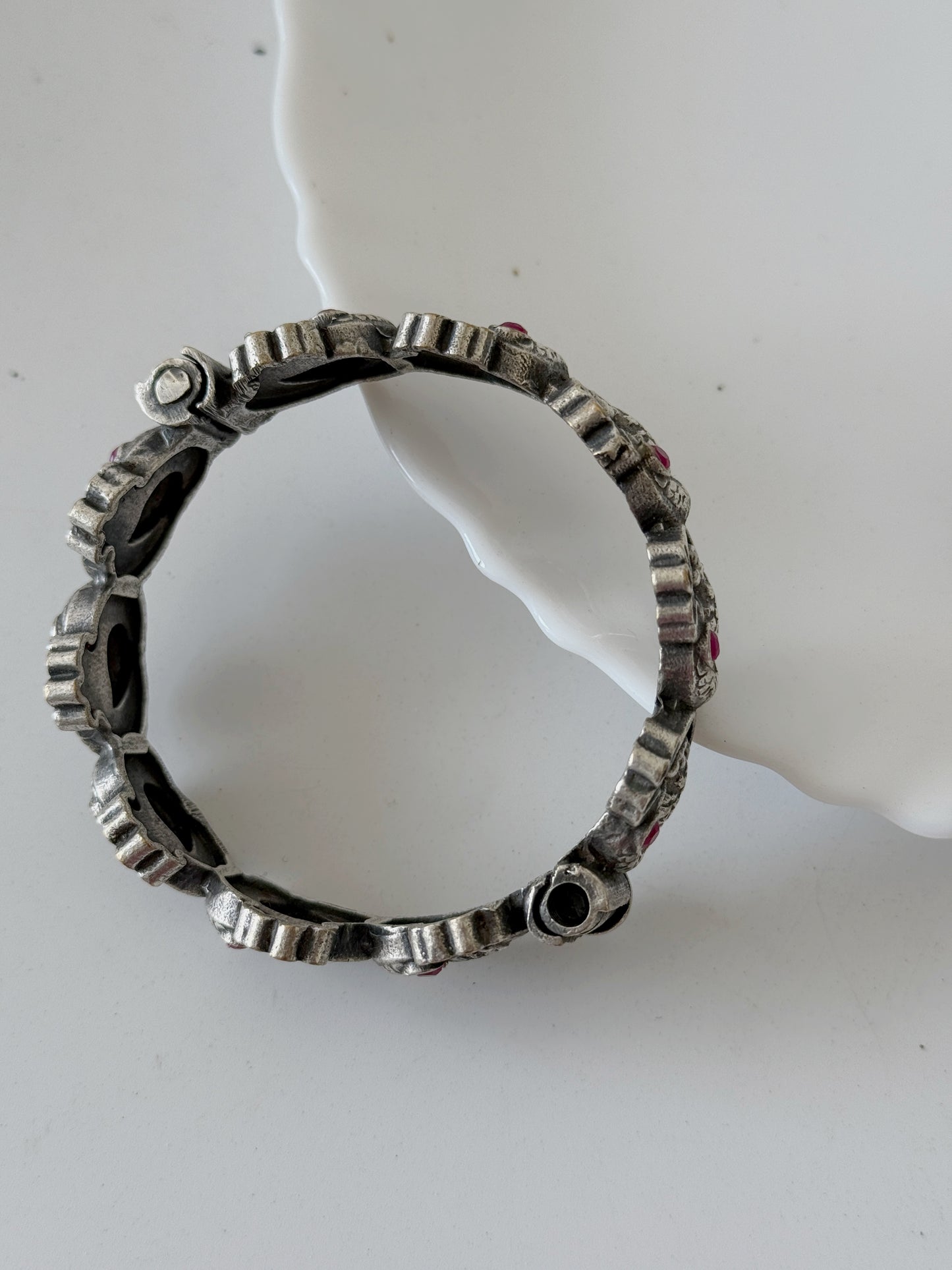 SILVERLOOKALIKE STONE BANGLE
