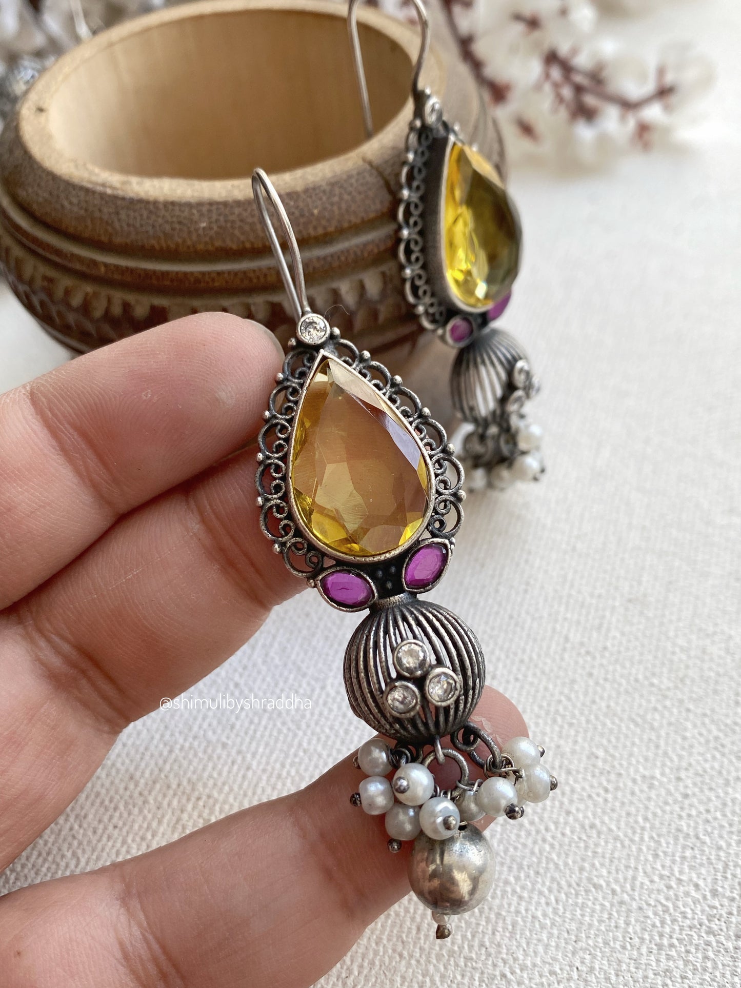 UJHALA STONE HOOK EARRINGS
