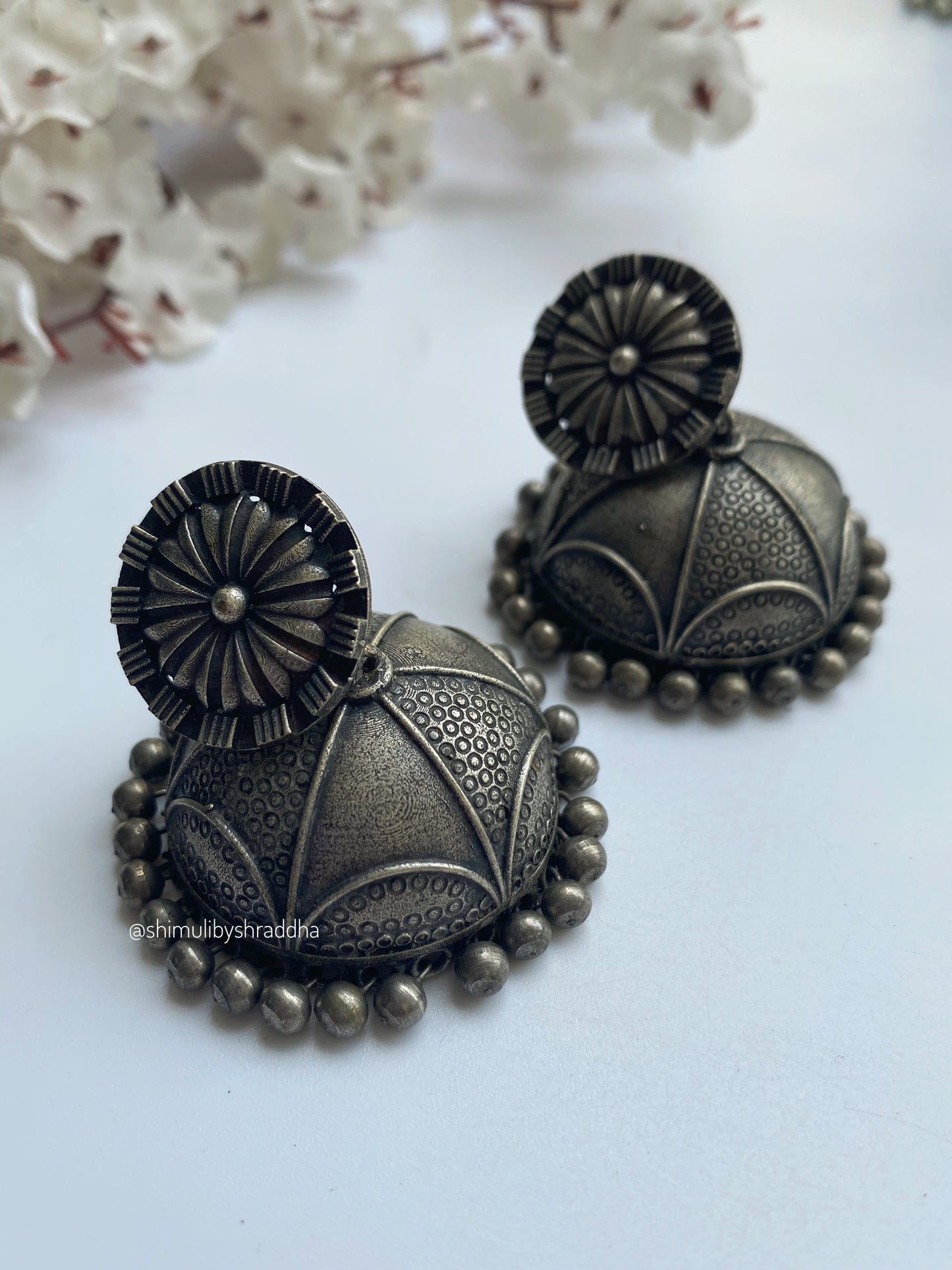 SILVERLOOKALIKE DOME JHUMKA