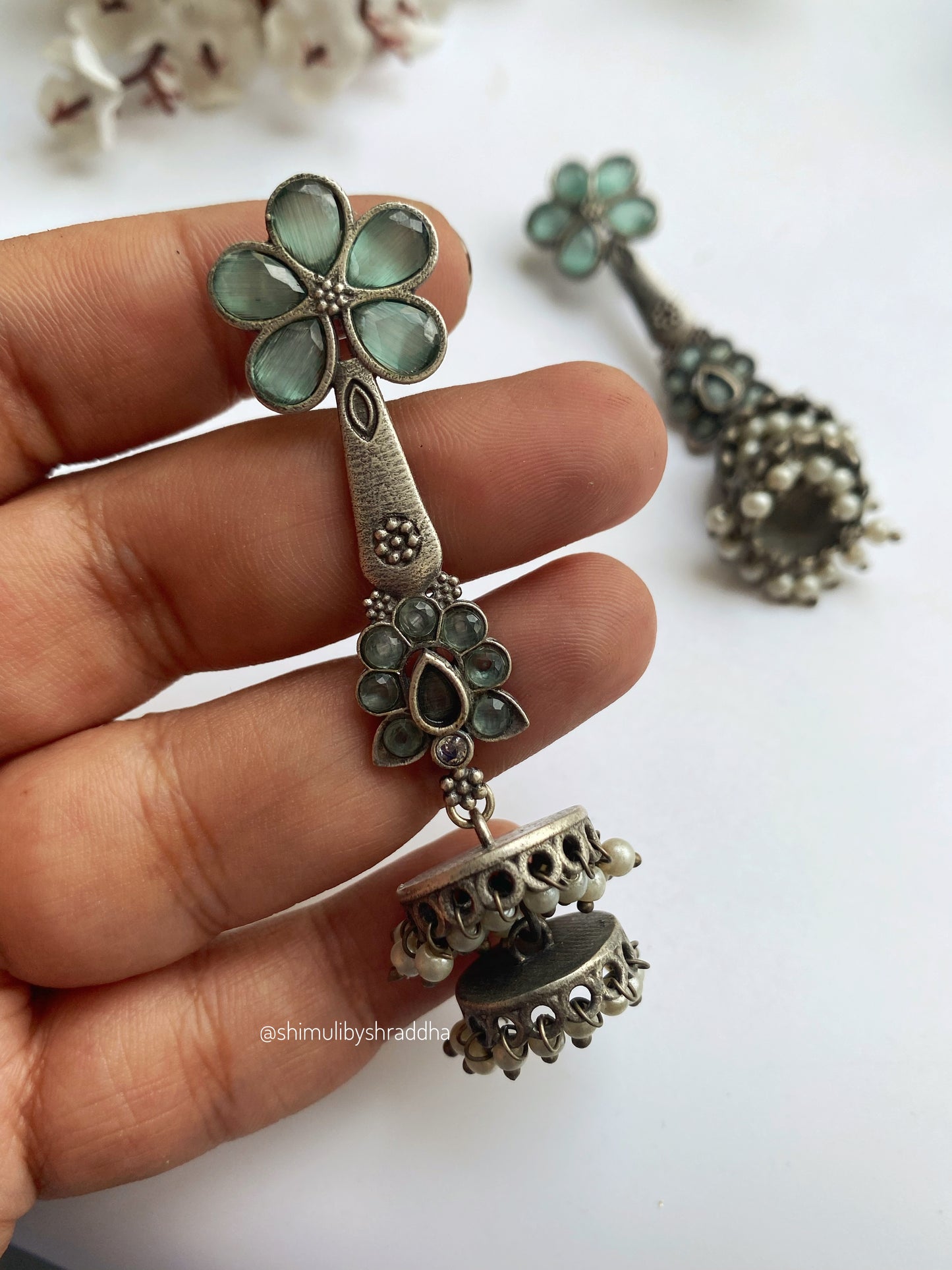 FLOWER STONE JHUMKA