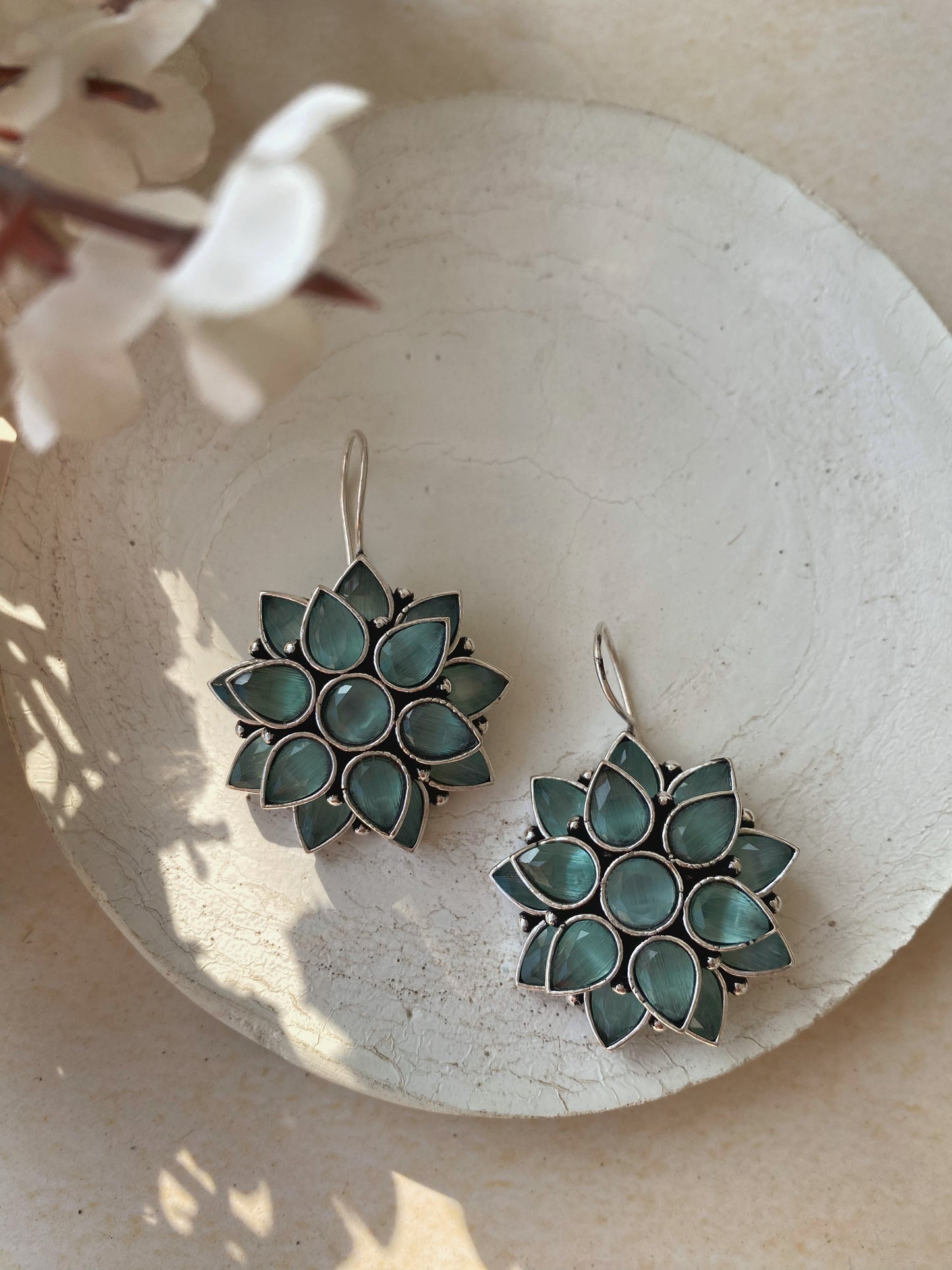Flower hook earrings
