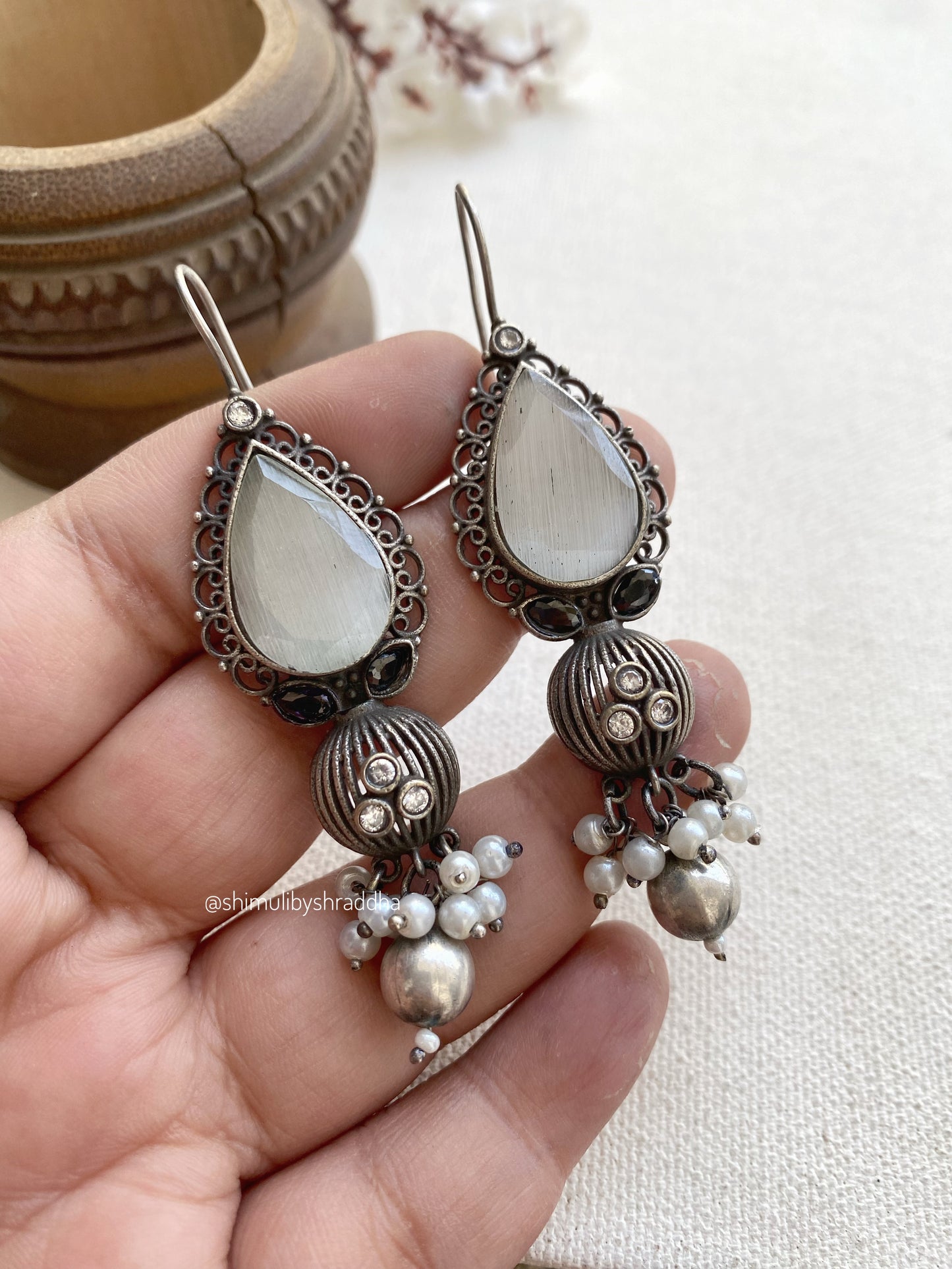 UJHALA STONE HOOK EARRINGS
