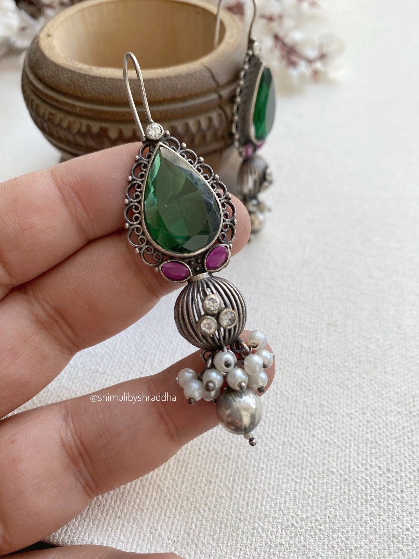 UJHALA STONE HOOK EARRINGS