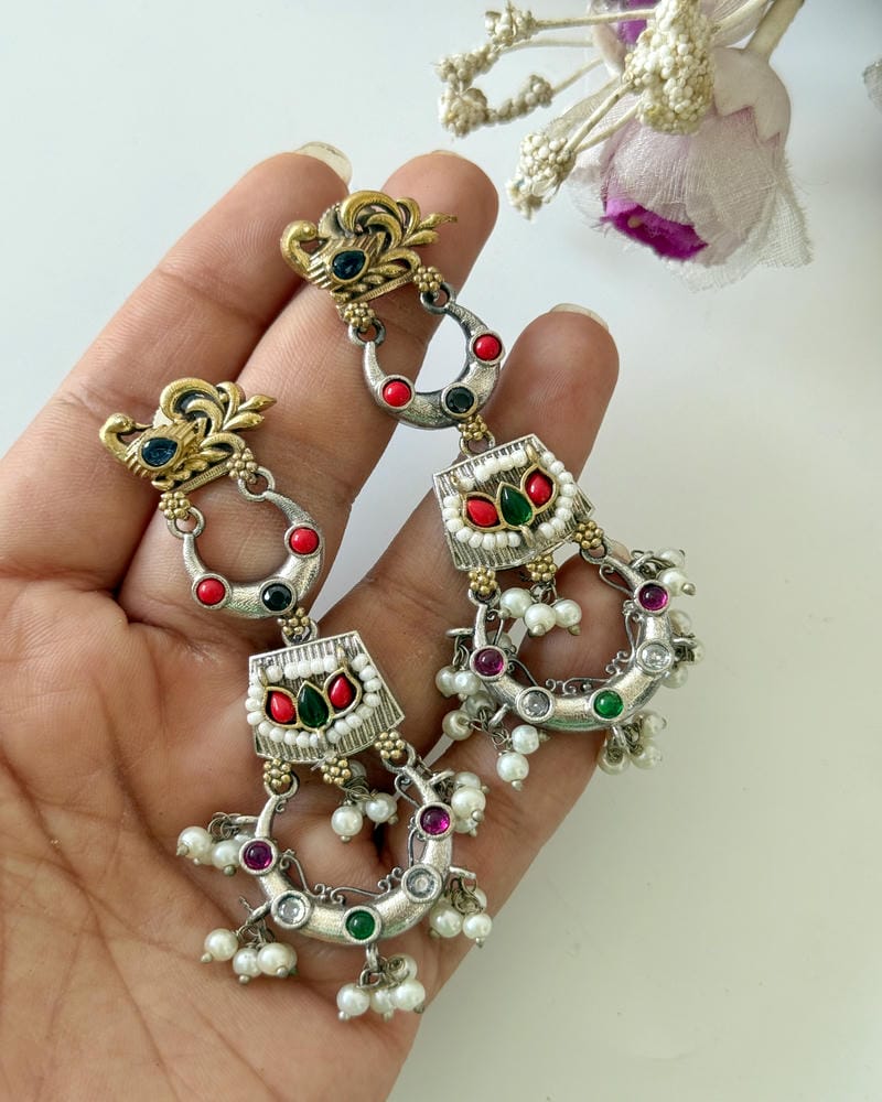 AKANKSHA DUAL TONE EARRINGS