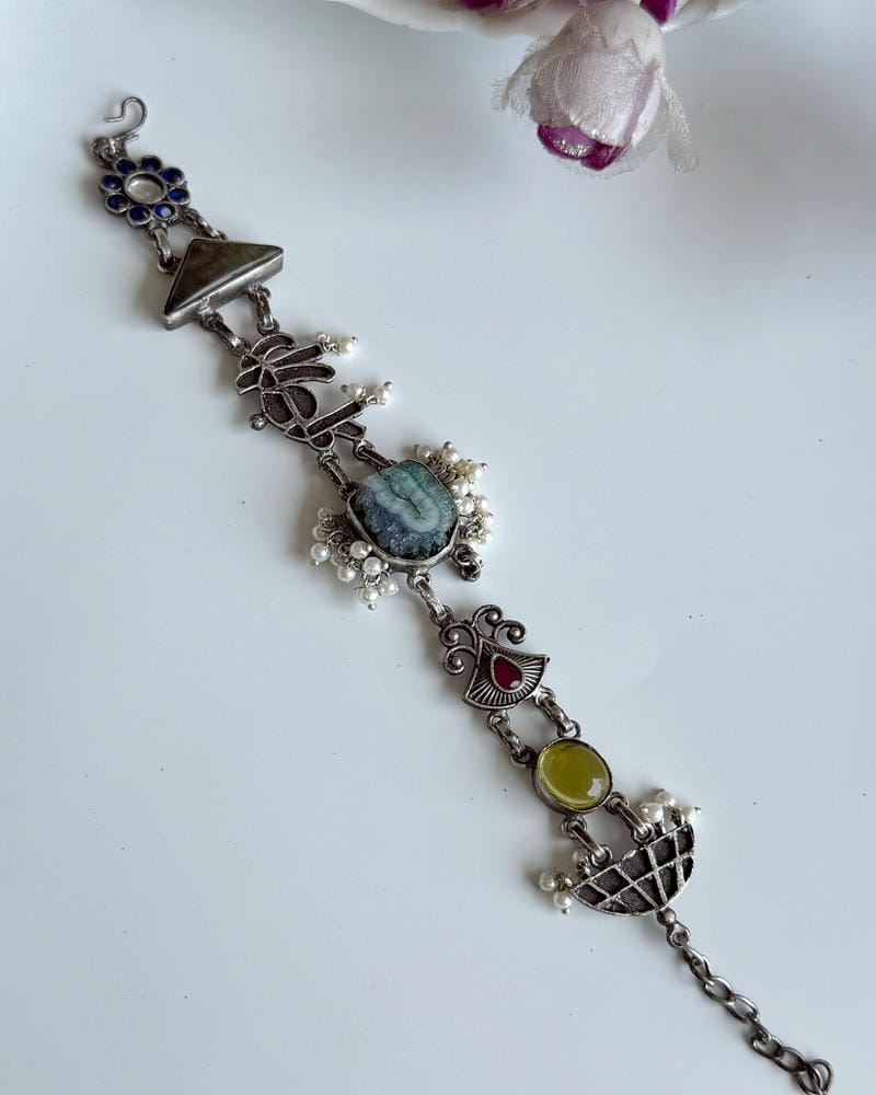 OXIDISED NATURAL STONE BRACELETS