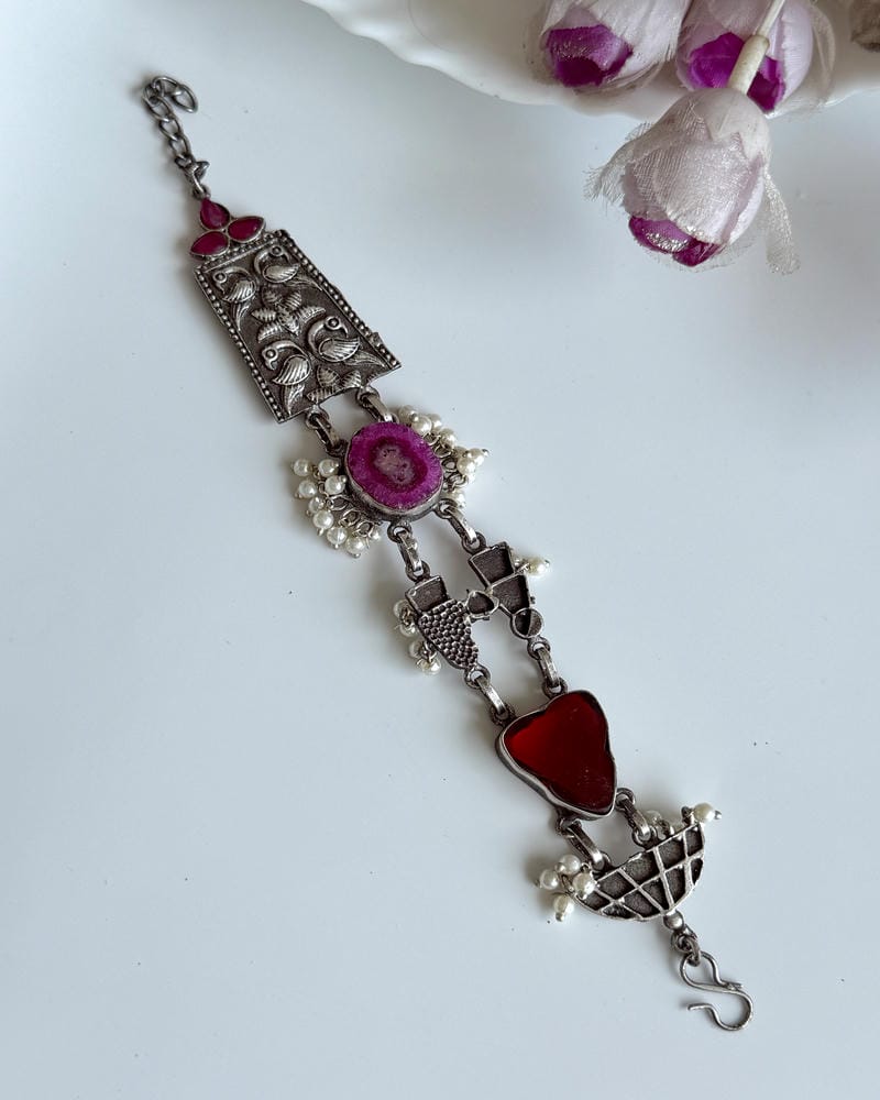 OXIDISED NATURAL STONE BRACELETS