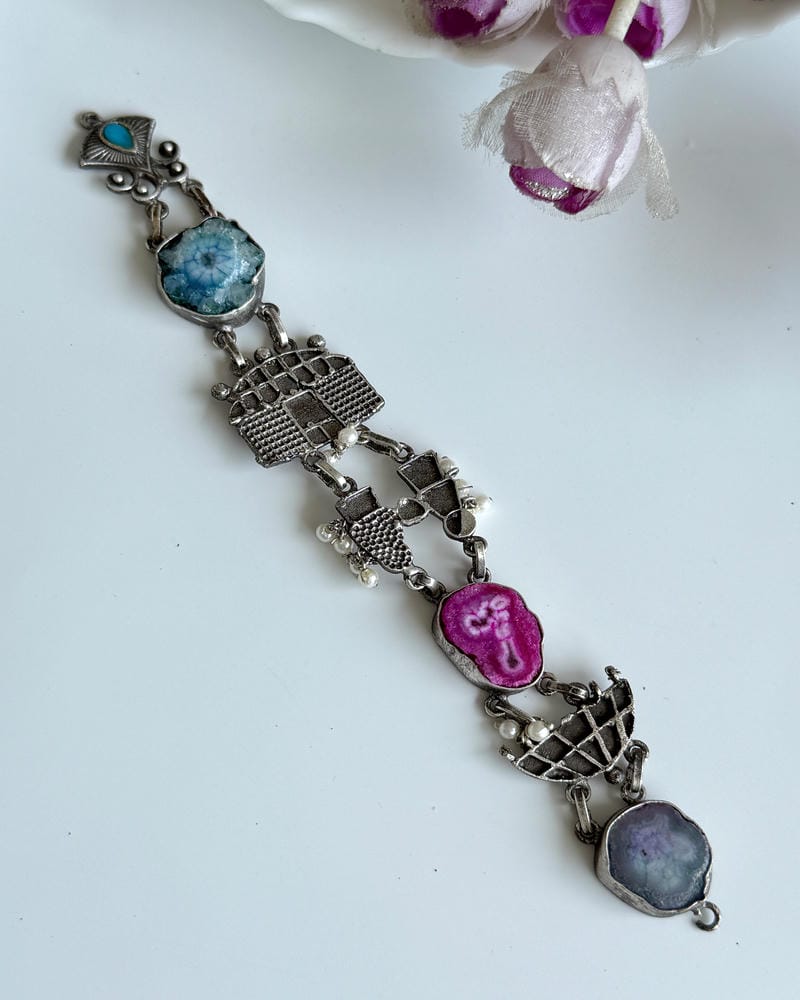 OXIDISED NATURAL STONE BRACELETS