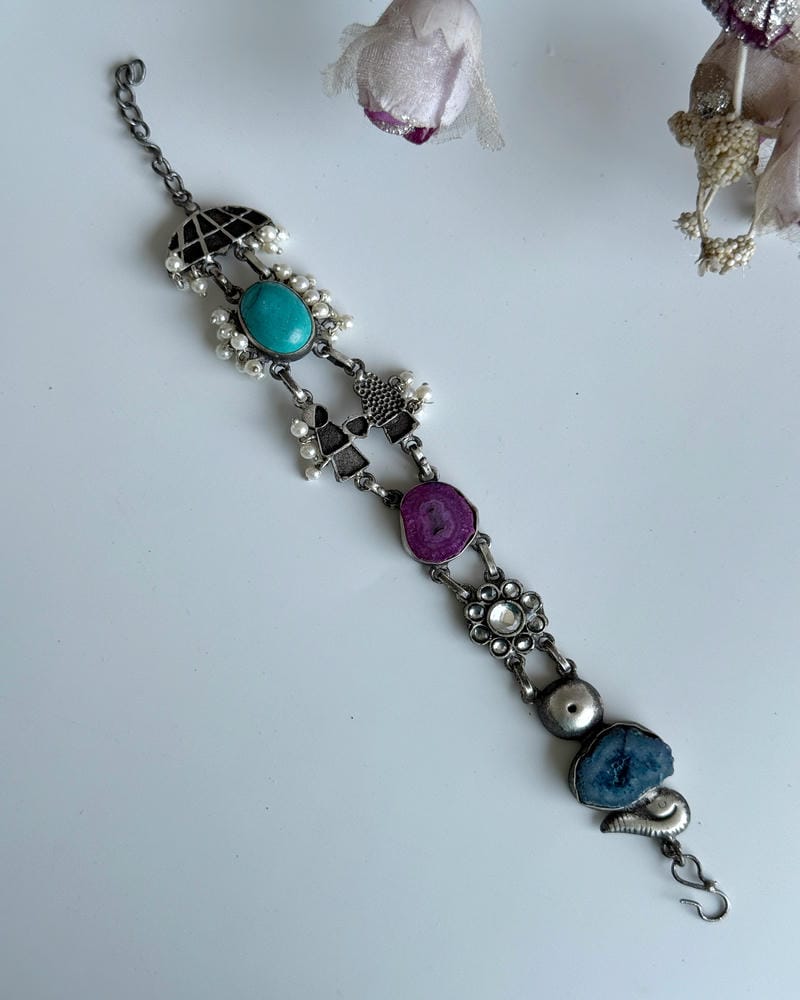 OXIDISED NATURAL STONE BRACELETS