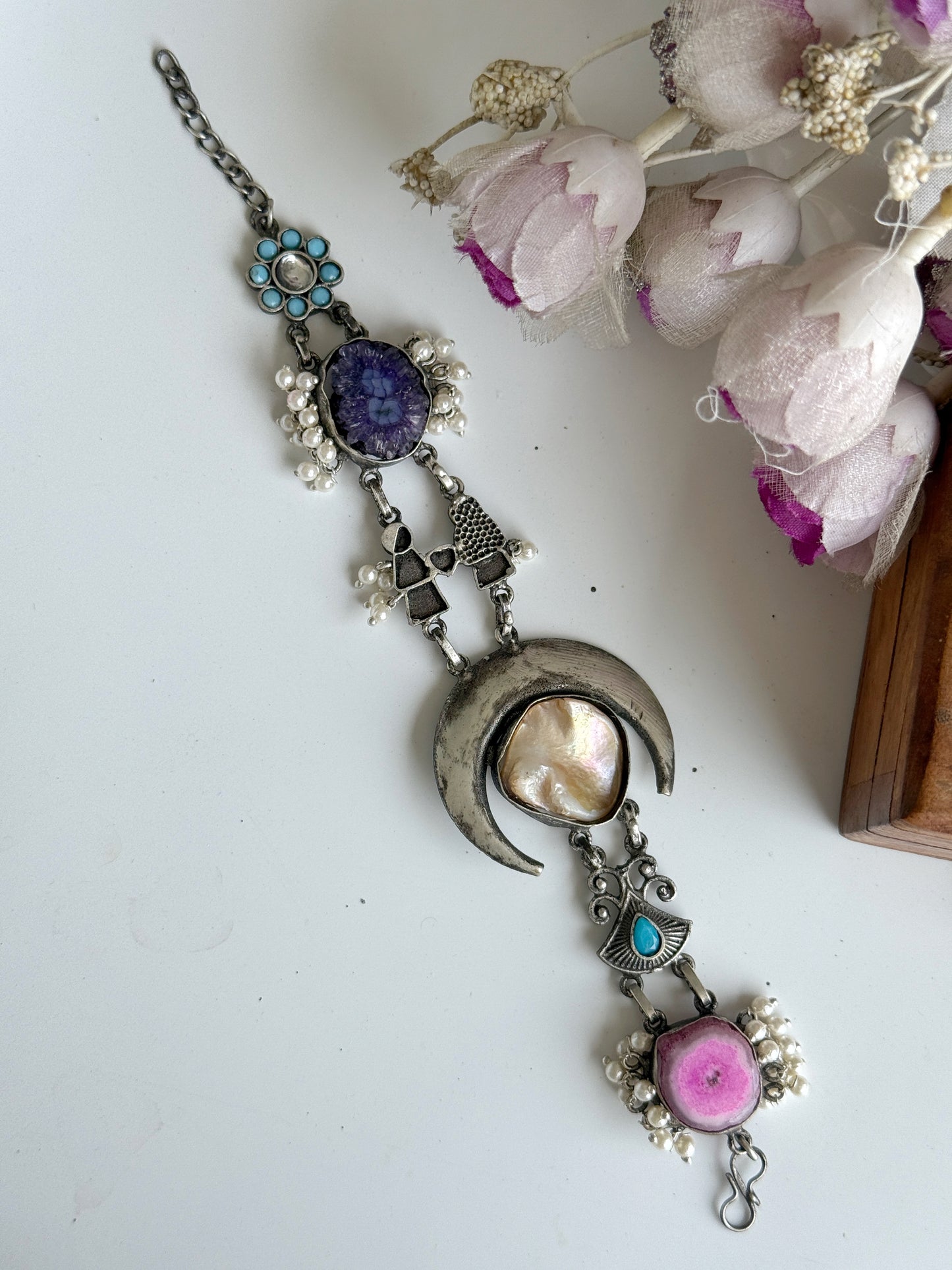 OXIDISED NATURAL STONE BRACELETS
