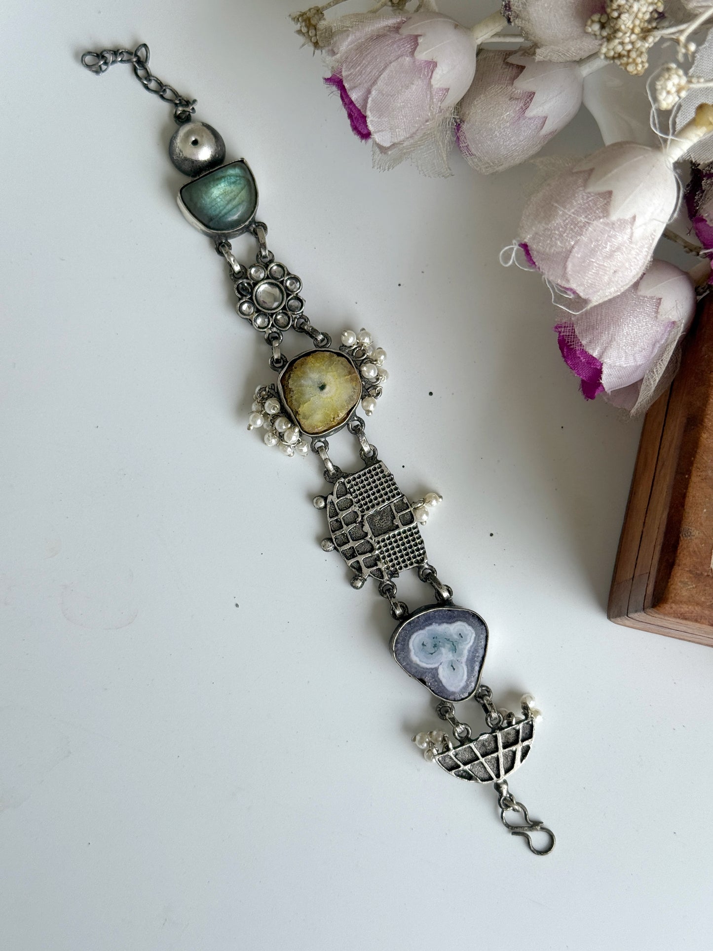 OXIDISED NATURAL STONE BRACELETS