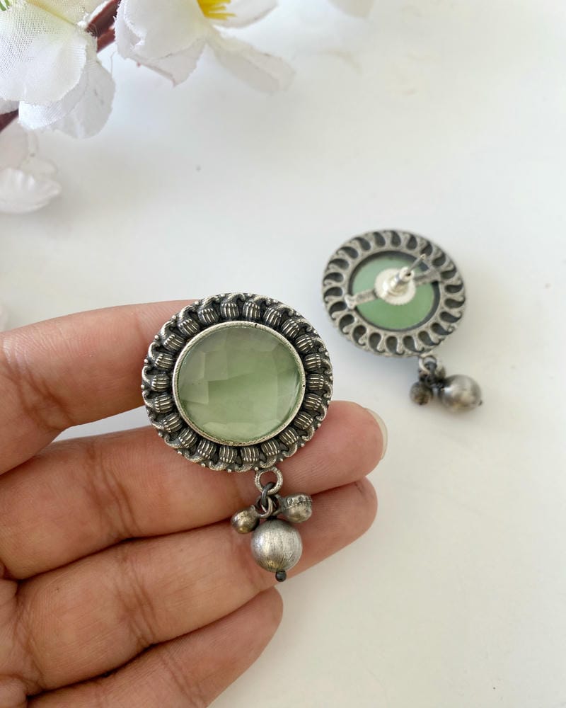 SILVERLOOKALIKE STONE EARRINGS