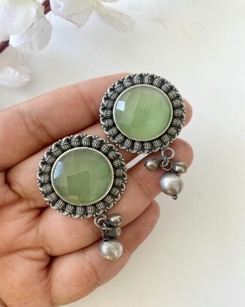 SILVERLOOKALIKE STONE EARRINGS