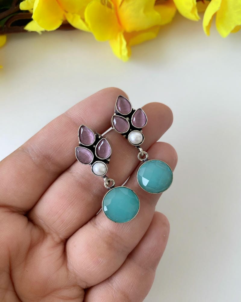 GERMAN SILVER STONE EARRINGS