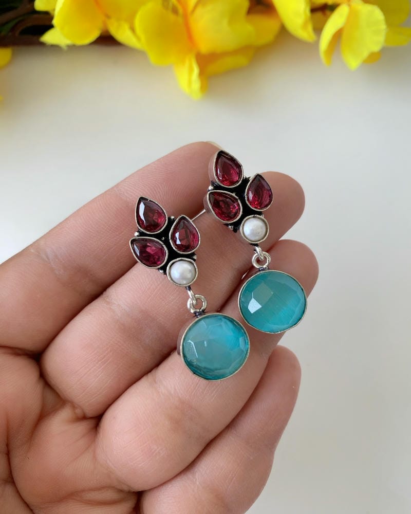 GERMAN SILVER STONE EARRINGS