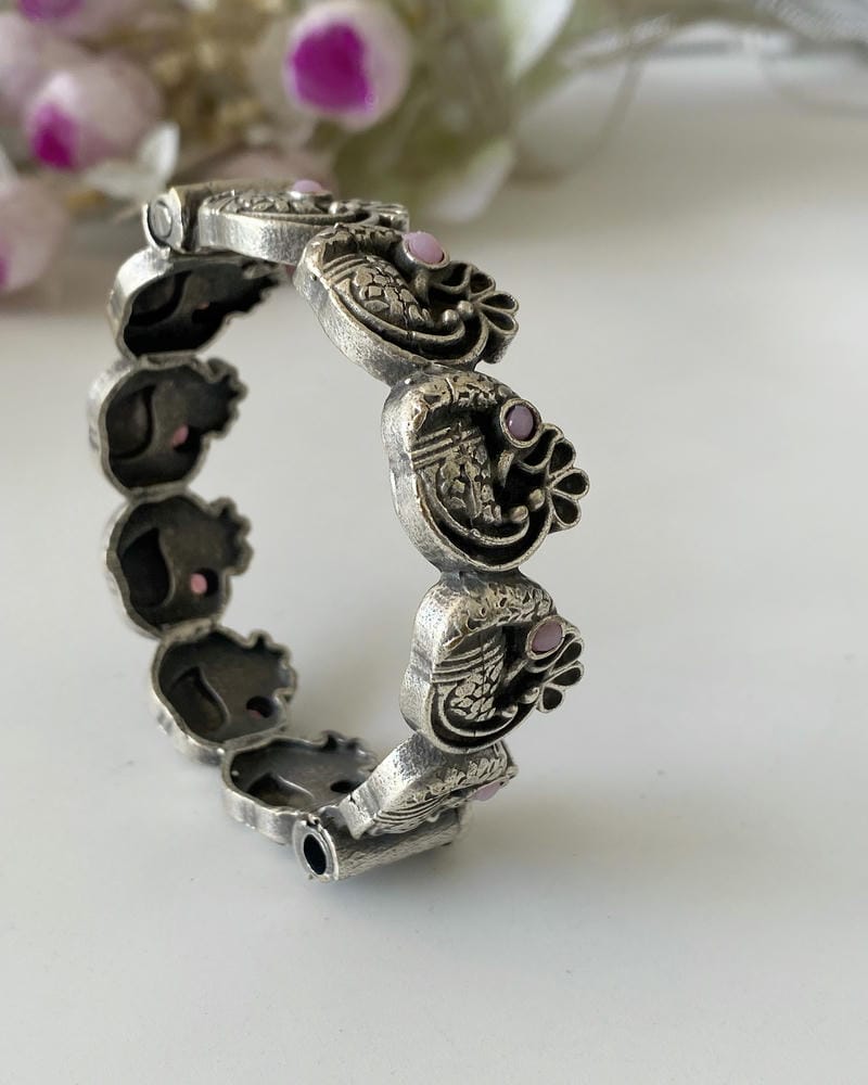 SILVERLOOKALIKE STONE BANGLE