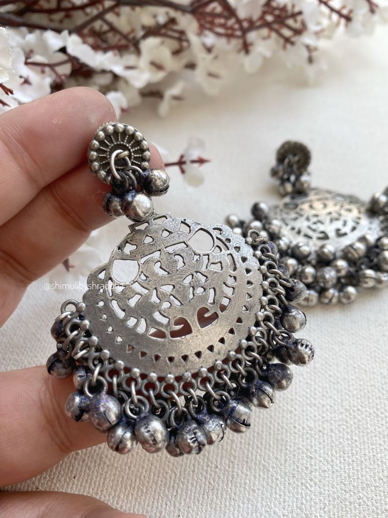 SILVERLOOKALIKE GHUNGHAROO EARRINGS
