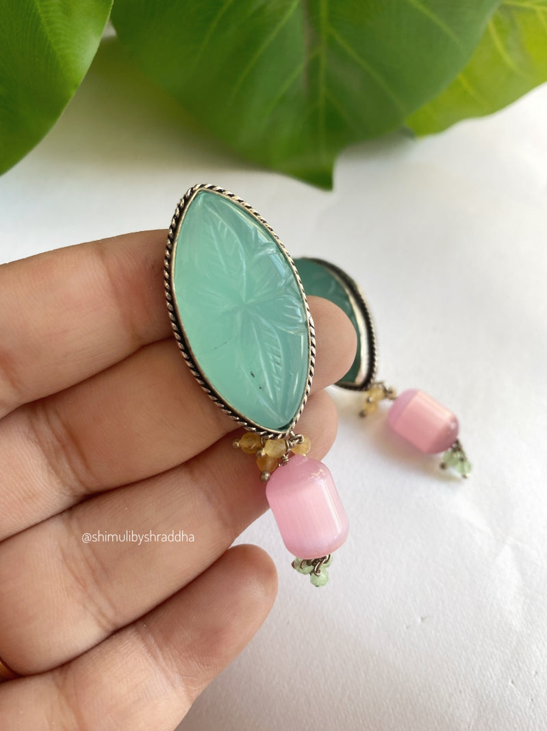 GERMAN SILVER STONE EARRINGS