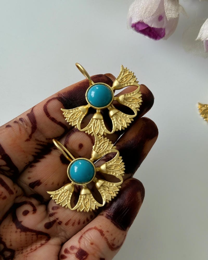 BRASS STONE HOOK EARRINGS