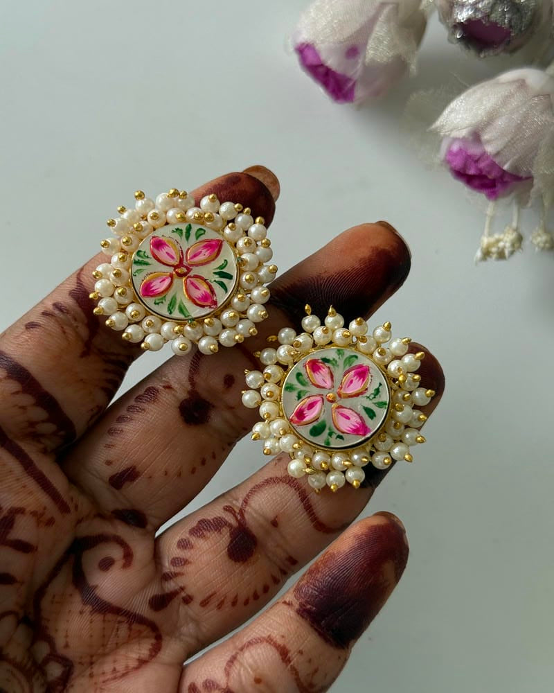BRASS MEENAKARI STUDS