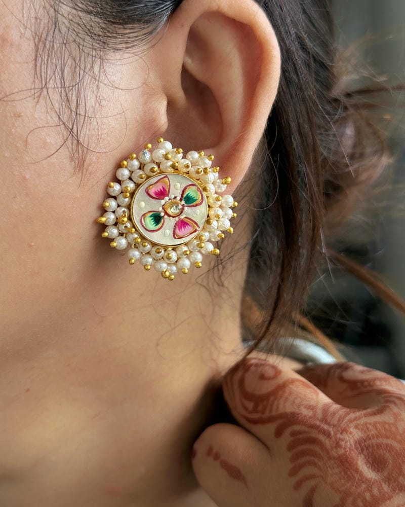 BRASS MEENAKARI STUDS