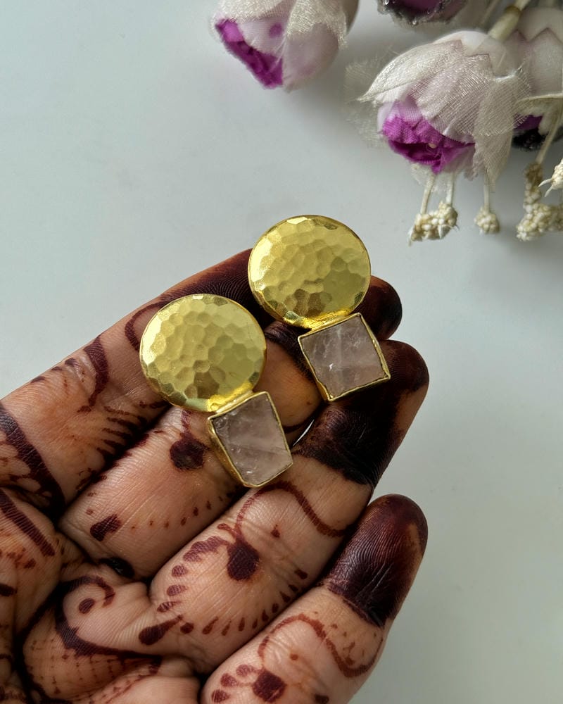 BRASS NATURAL STONE EARRINGS