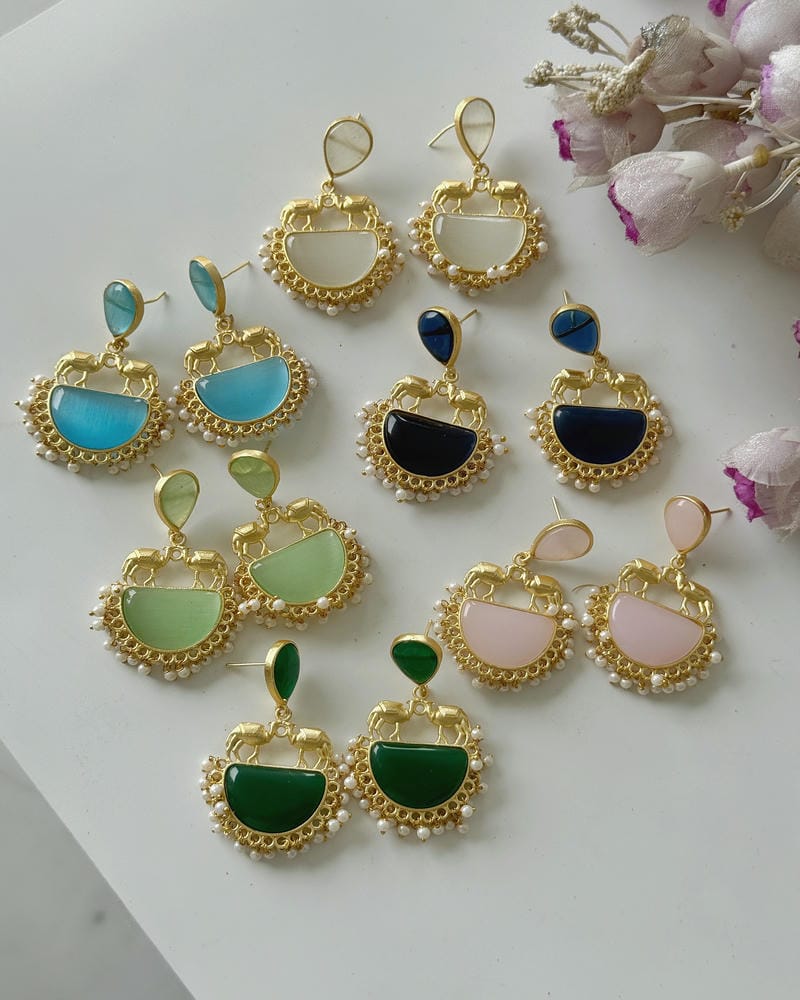 BRASS STONE EARRINGS