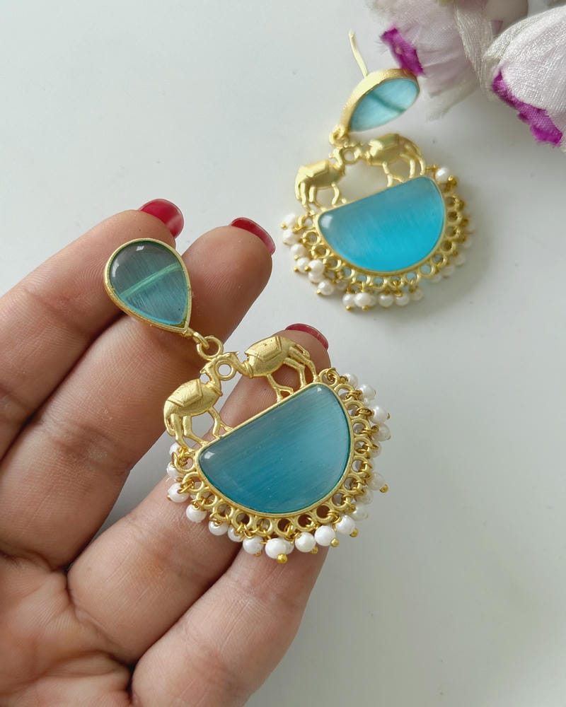 BRASS STONE EARRINGS