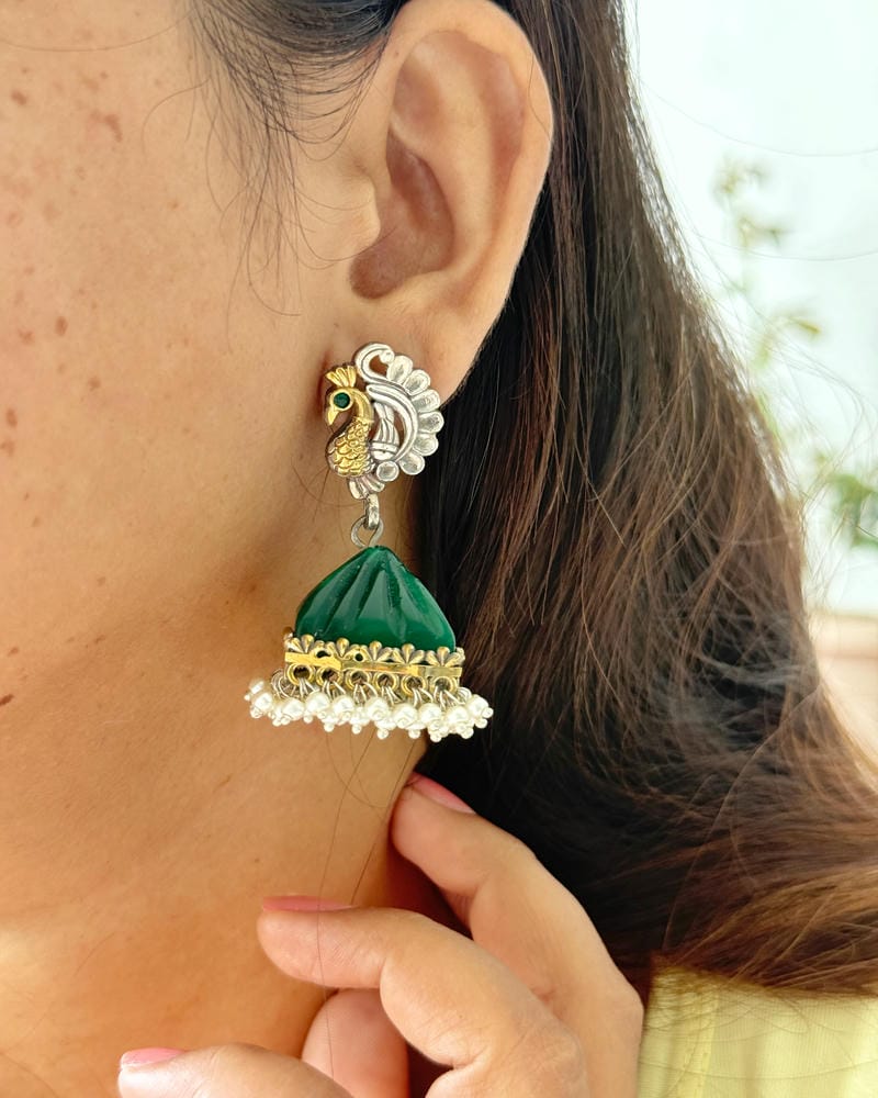 MAYURI DUAL TONE STONE JHUMKA
