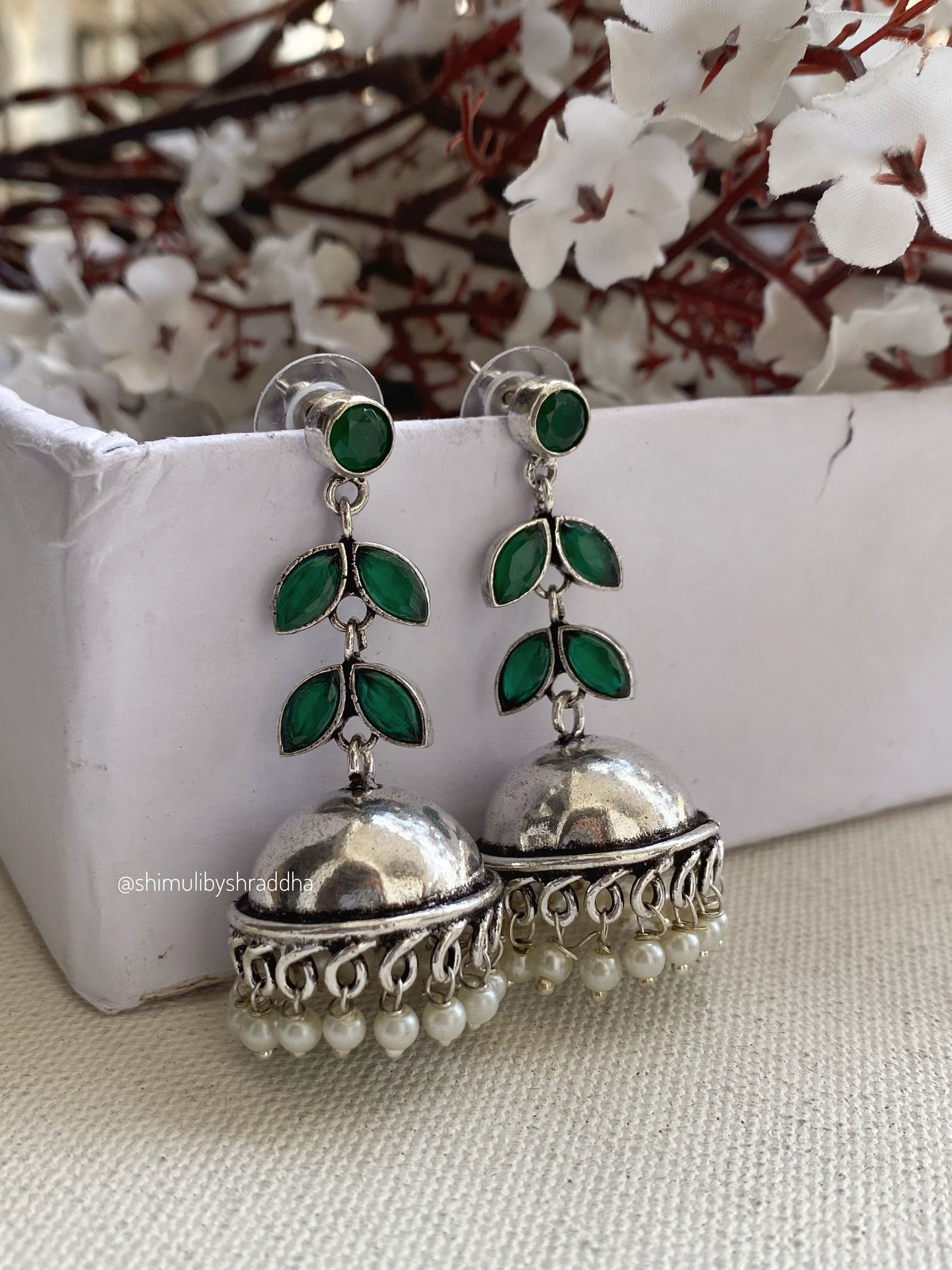 GERMAN SILVER STONE JHUMKA