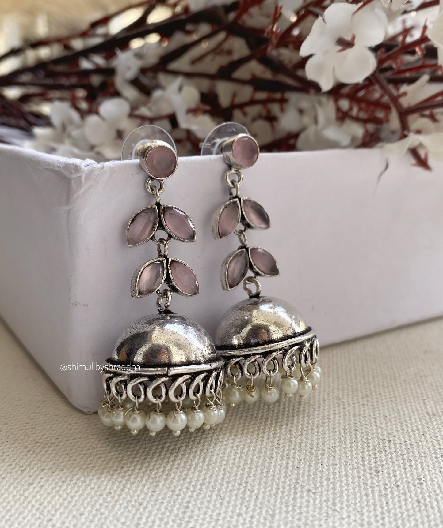 GERMAN SILVER STONE JHUMKA