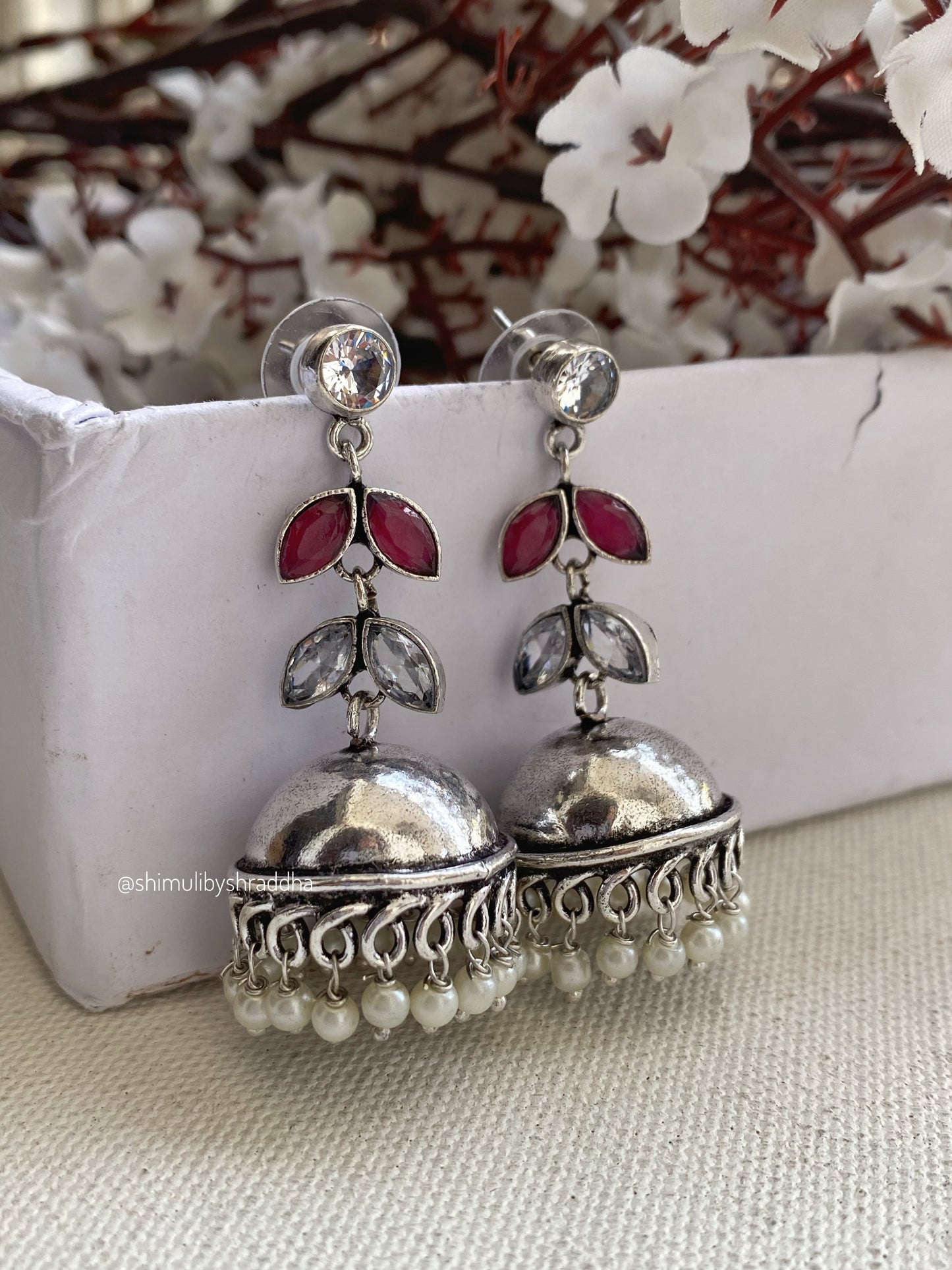 GERMAN SILVER STONE JHUMKA