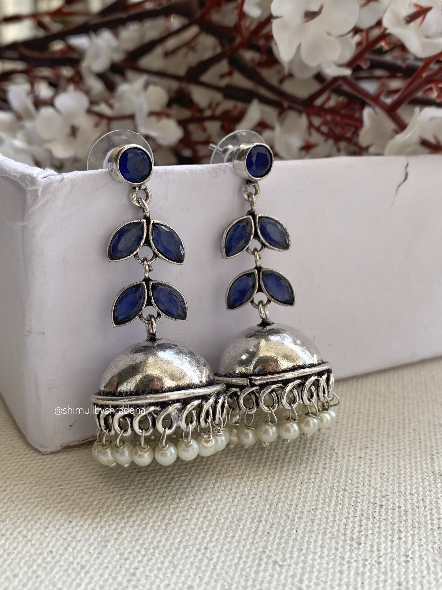 GERMAN SILVER STONE JHUMKA