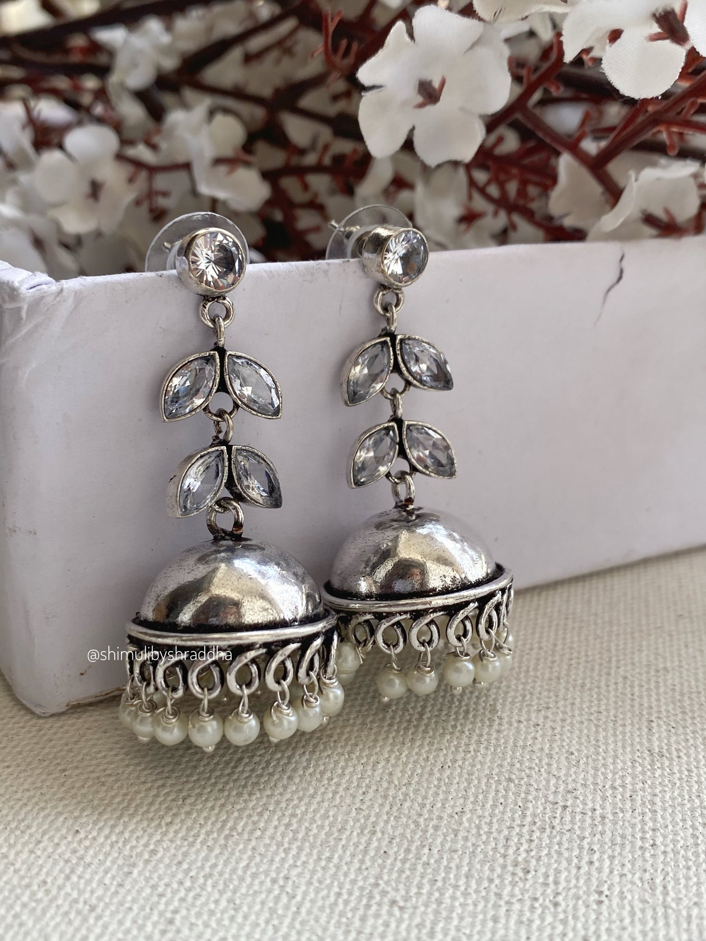GERMAN SILVER STONE JHUMKA