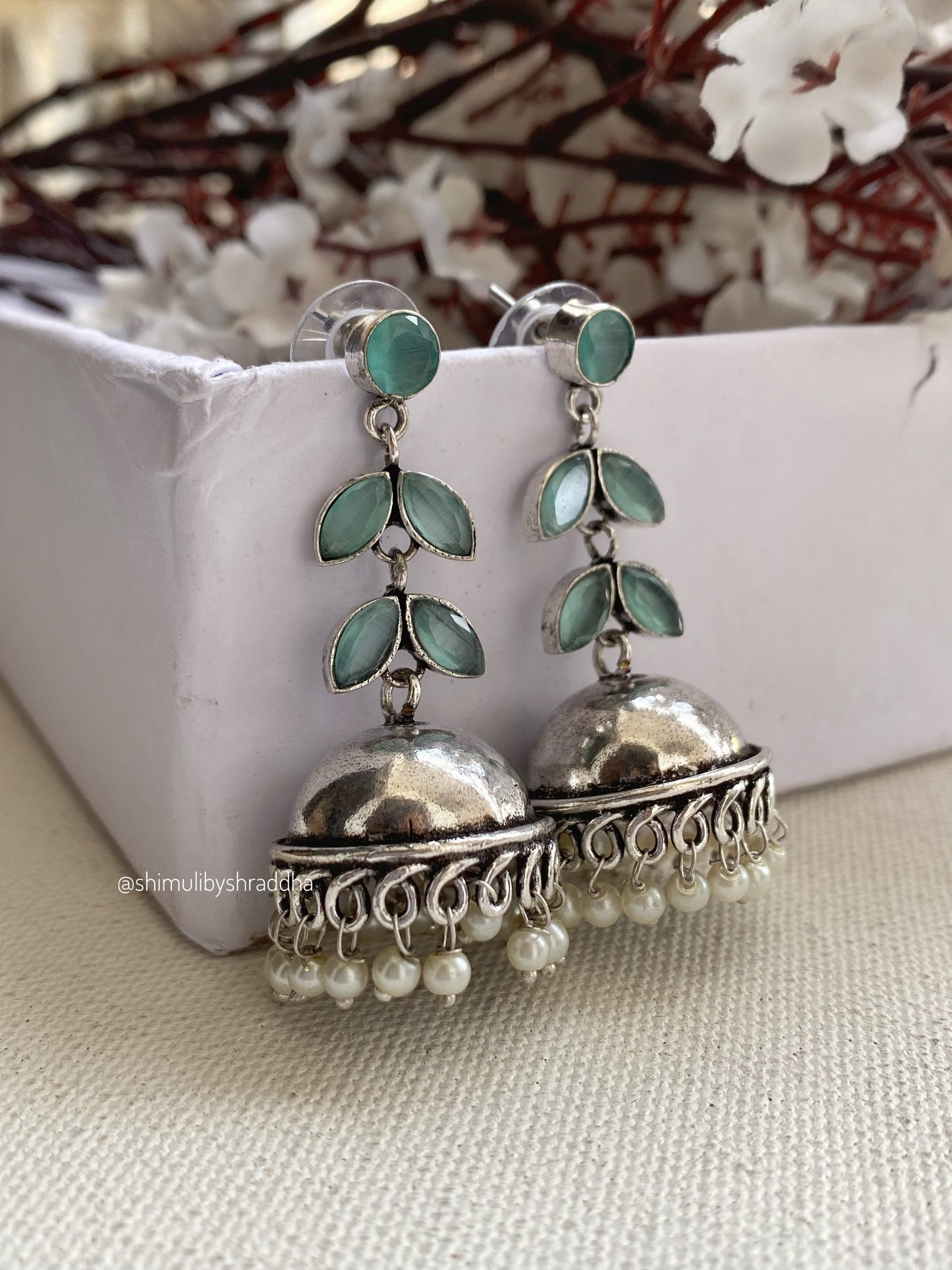GERMAN SILVER STONE JHUMKA
