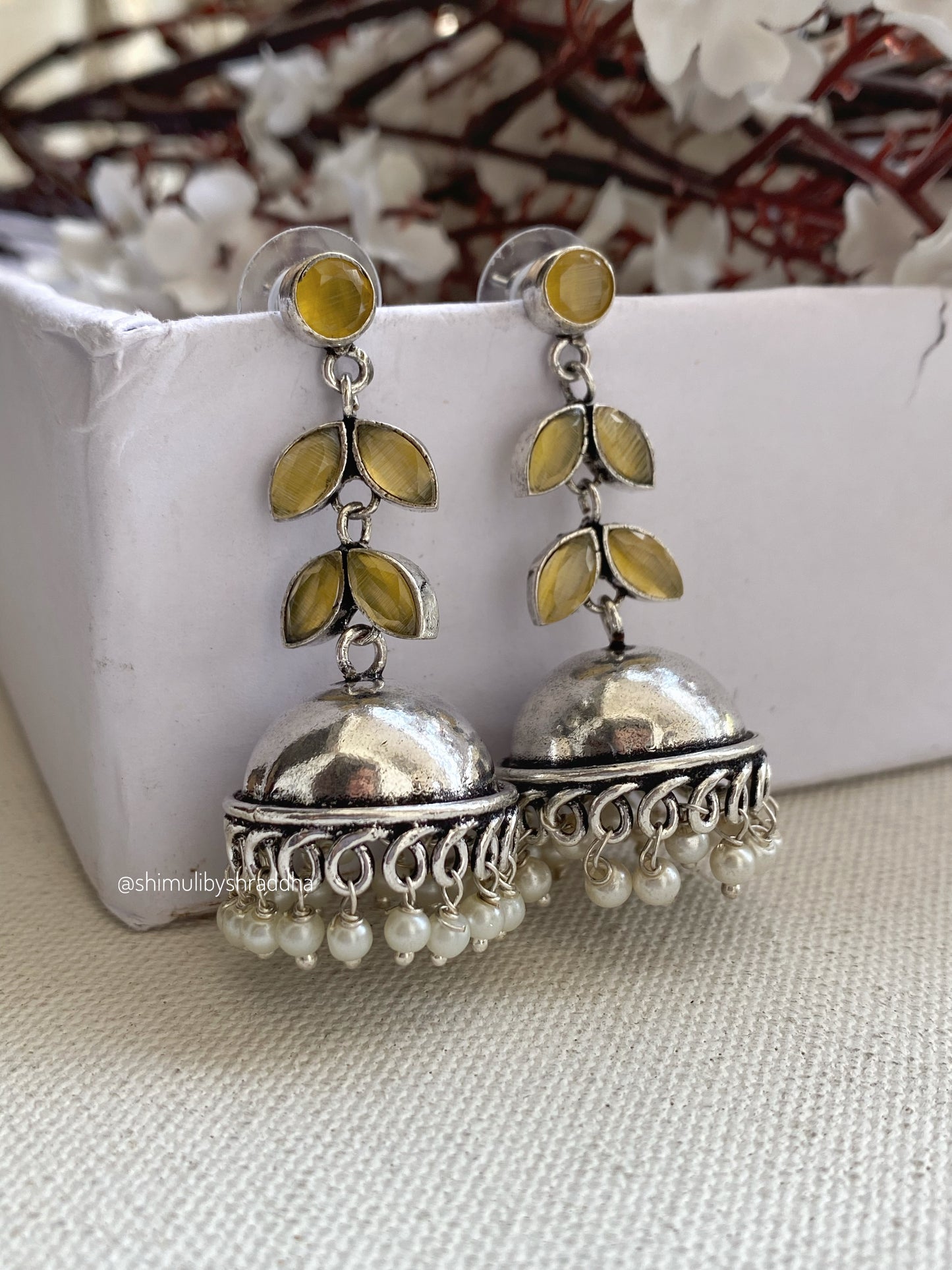 GERMAN SILVER STONE JHUMKA