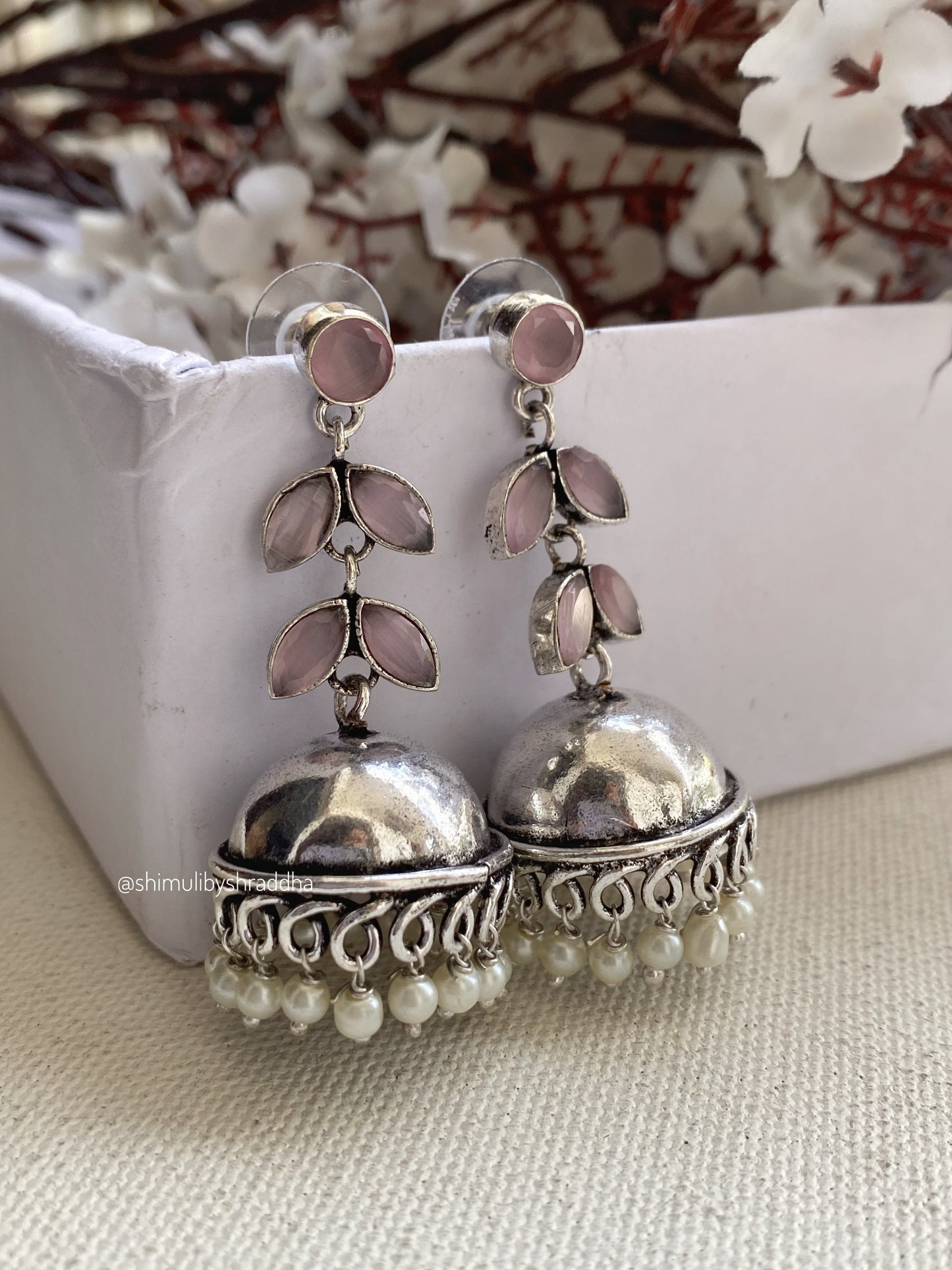 GERMAN SILVER STONE JHUMKA