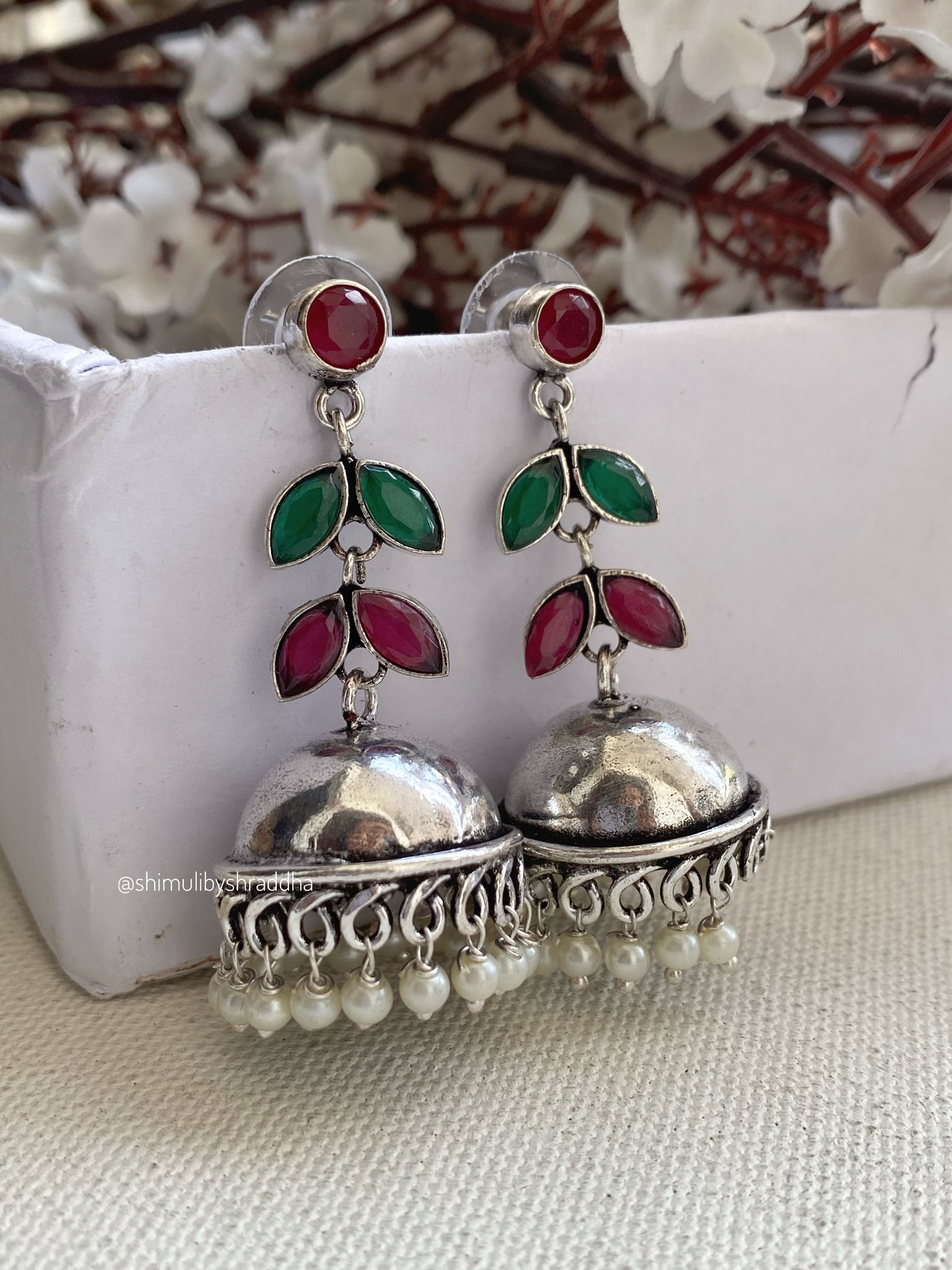 GERMAN SILVER STONE JHUMKA