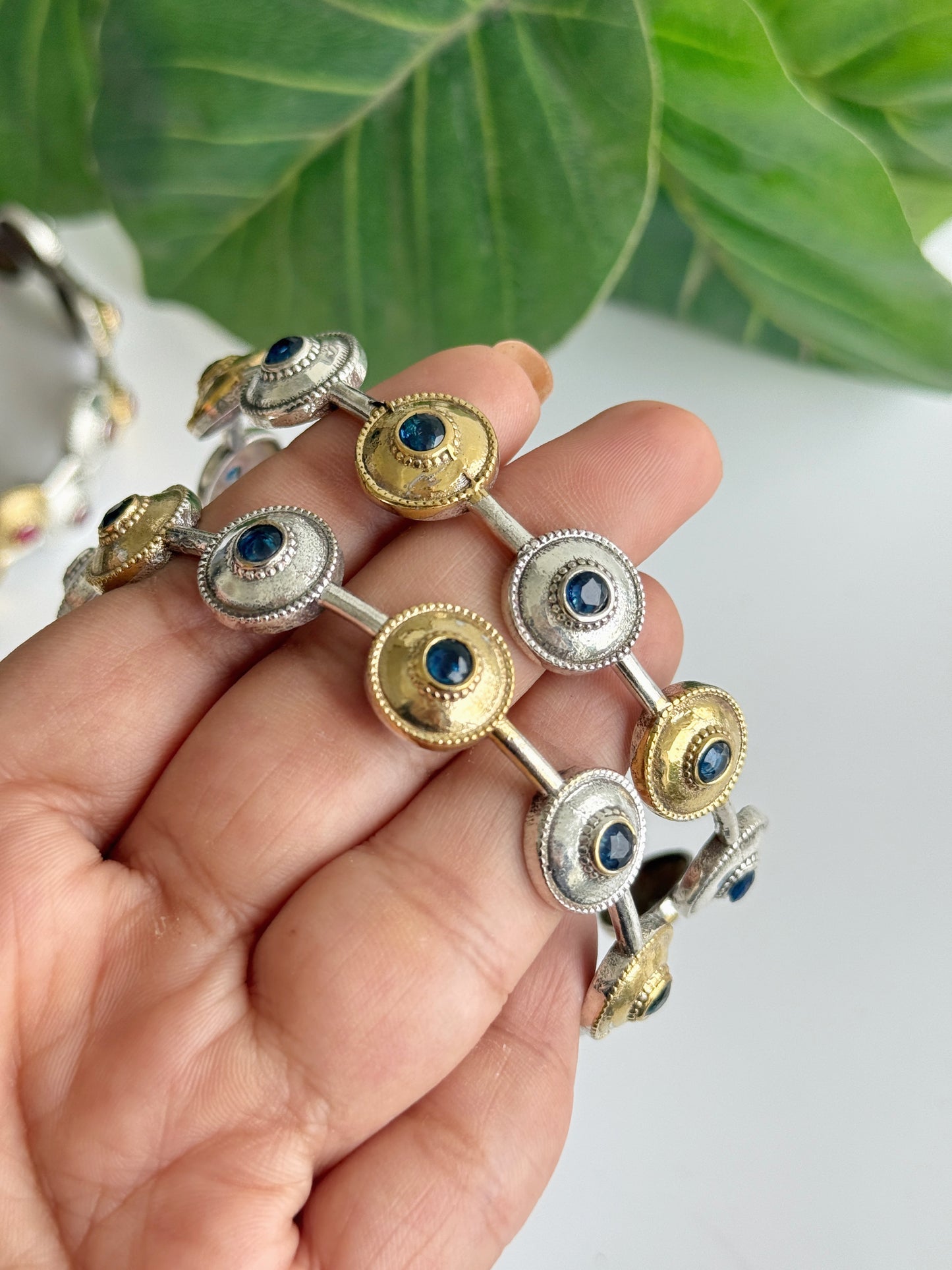 KANCHAN STONE DUAL TONE CUFF BANGLES