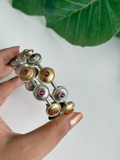 KANCHAN STONE DUAL TONE CUFF BANGLES