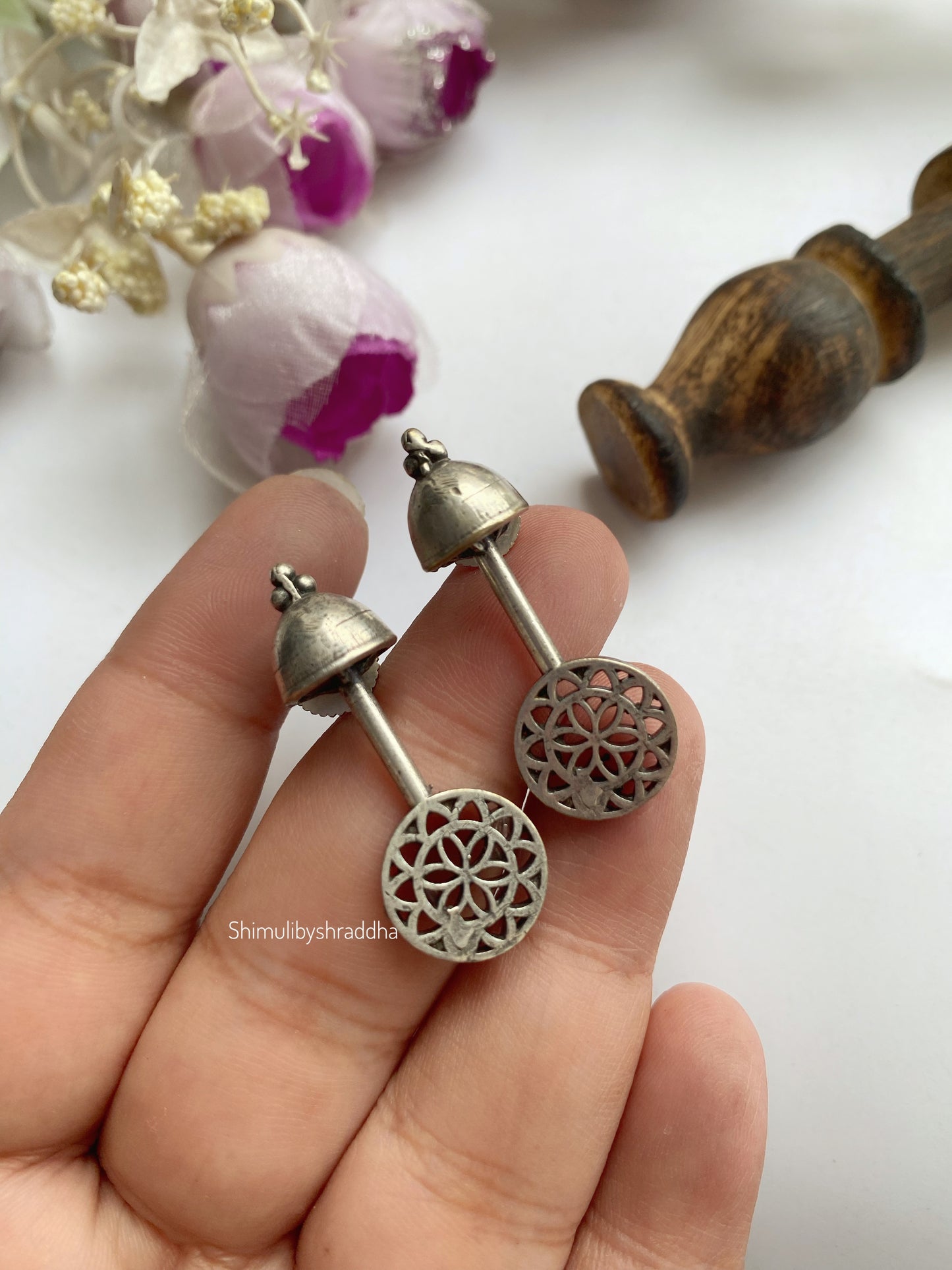 SILVERLOOKALIKE STUD EARRINGS