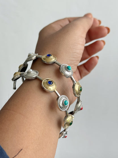KANCHAN STONE DUAL TONE CUFF BANGLES