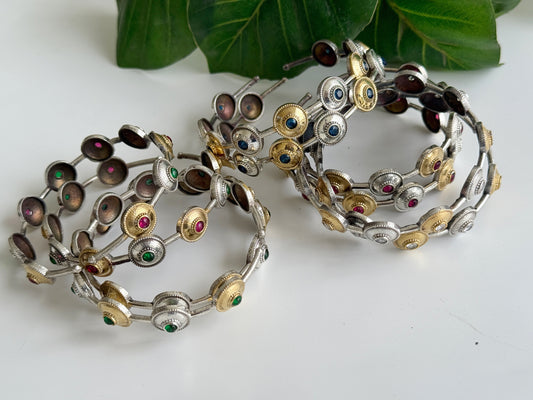 KANCHAN STONE DUAL TONE CUFF BANGLES