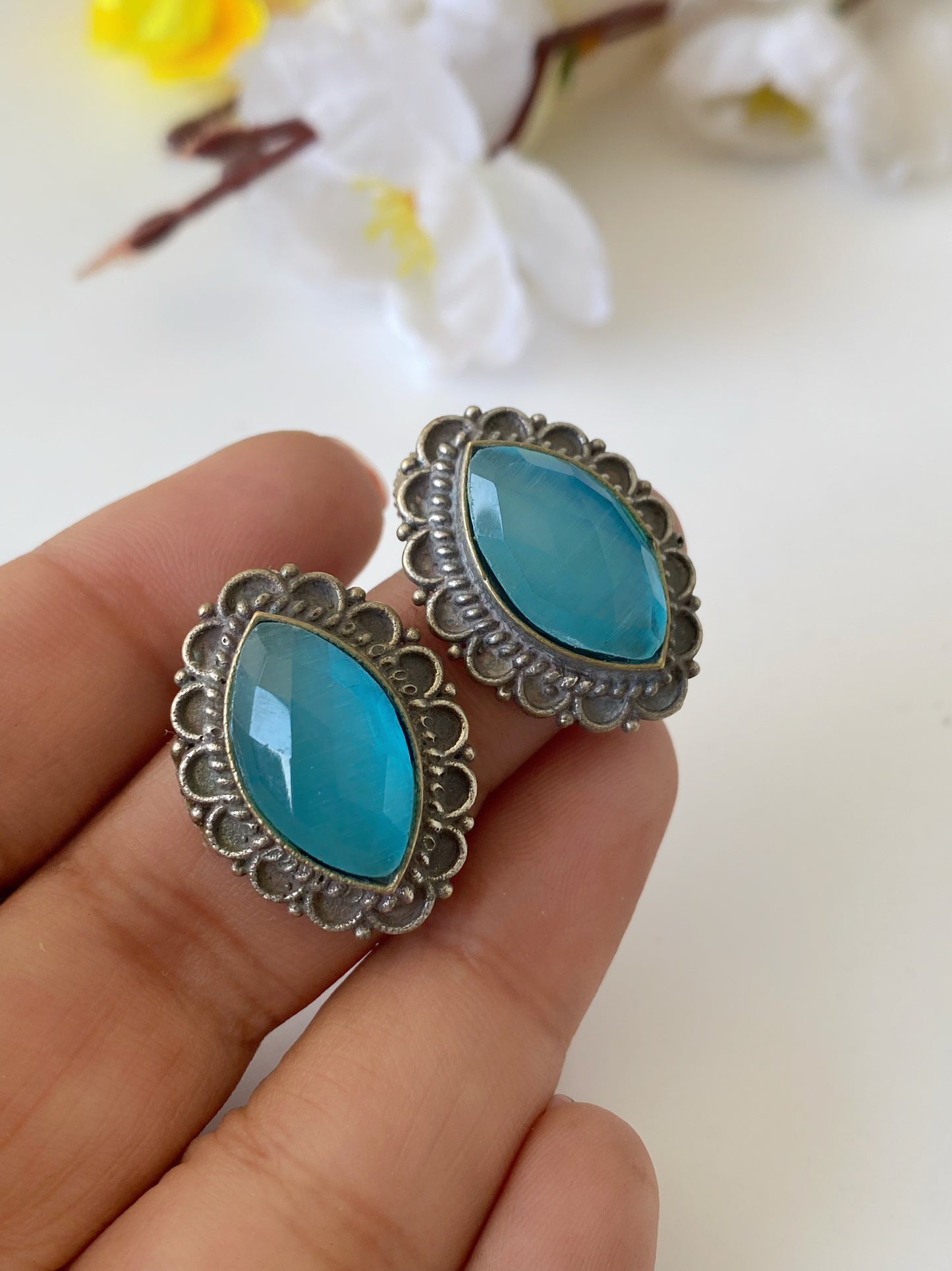 SILVERLOOKALIKE STUD EARRINGS