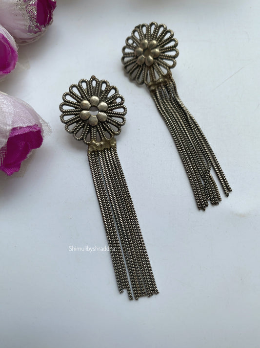 SILVERLOOKALIKE TASSEL EARRINGS